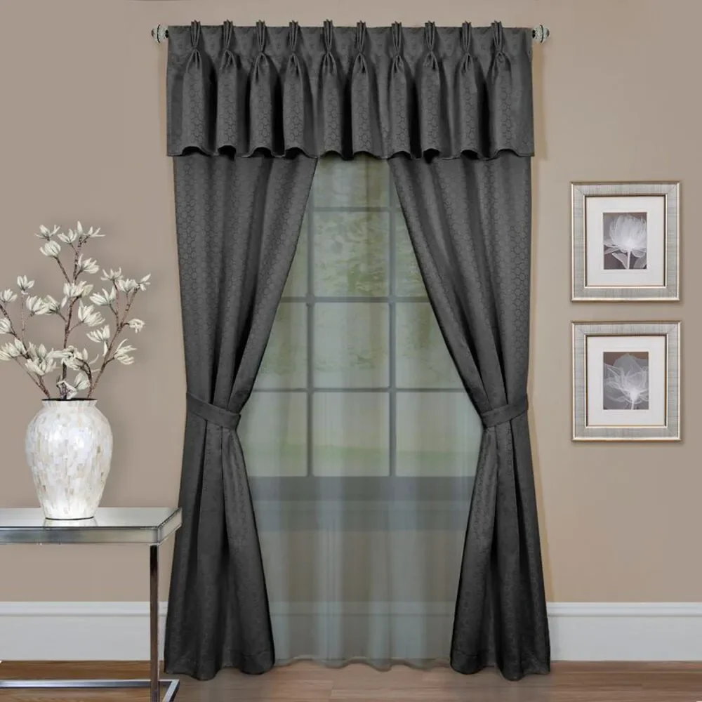 Woven Trends Modern Geometric 6-Piece Window Treatments Curtains, 55 x 63 Inches